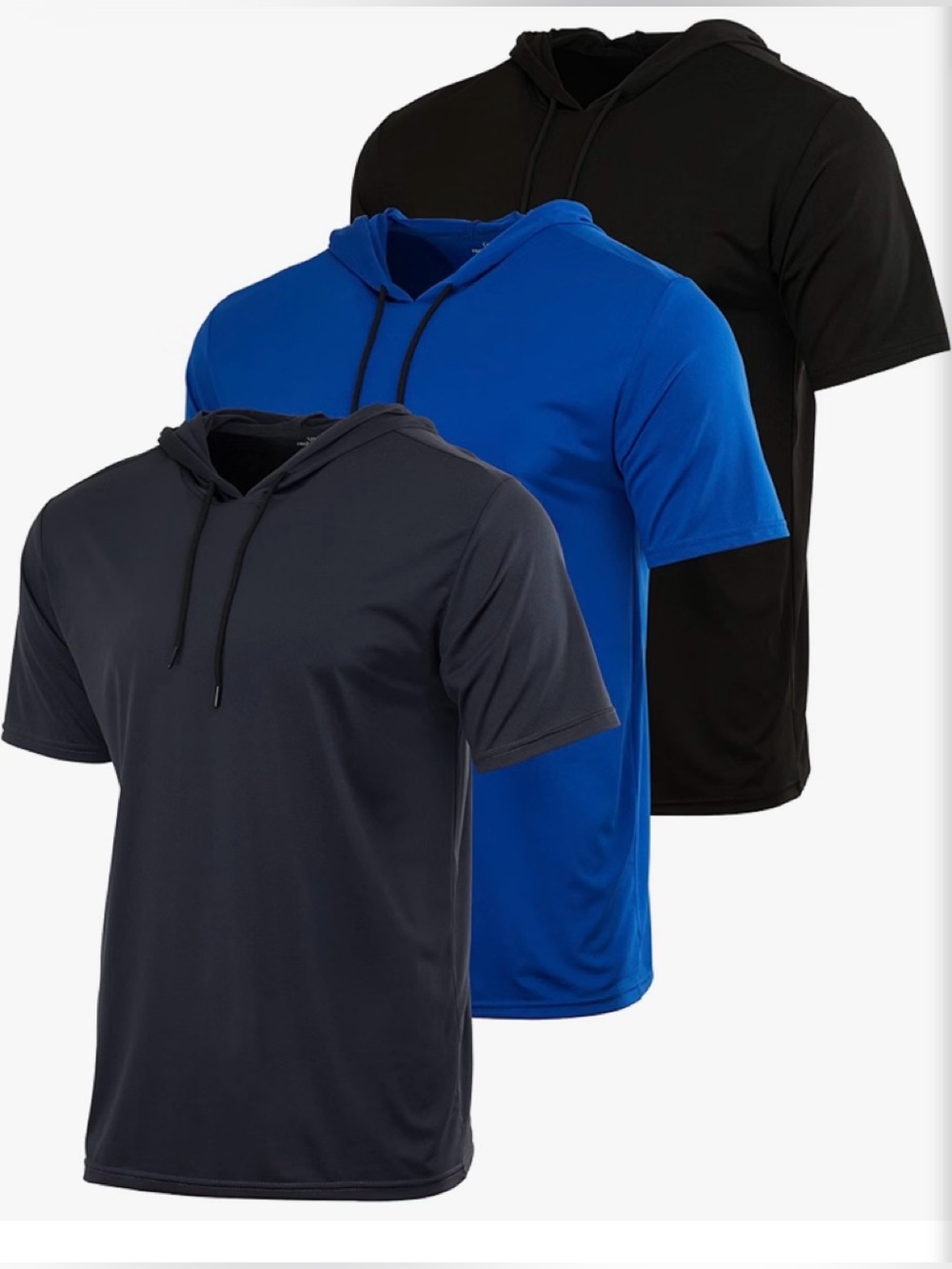 Men's Short Sleeve Hooded Tee - Black, Royal Blue, Charcoal